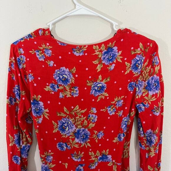Zara Women's Red Floral Mini Wrap Dress Size S Style 9049/687/600/S - Picture 10 of 12